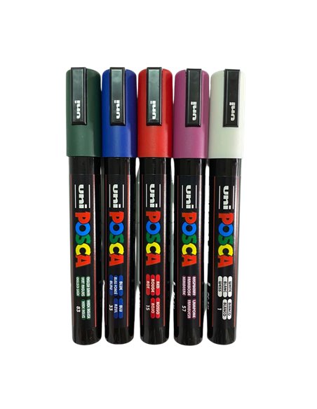 Set 5 Markere UNI POSCA PC-5M, 1.8-2.5 mm, POS41-PC5M