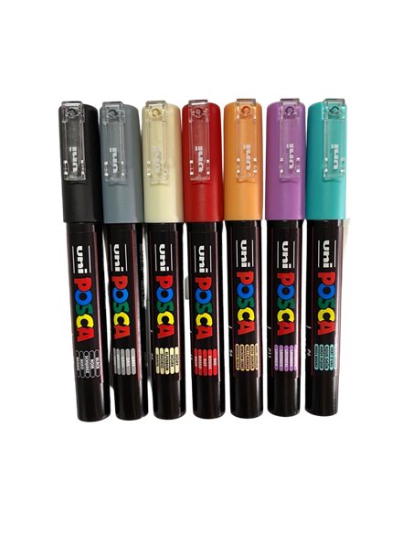 Set 7 Markere UNI POSCA PC-1M, 0.7-1MM, POS43-PC1M