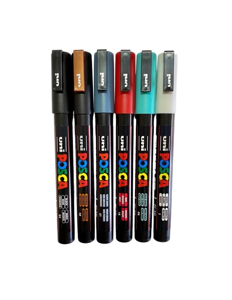 Set 6 Markere UNI POSCA PC-3M, 0.9-1.3 mm, POS46-PC3M