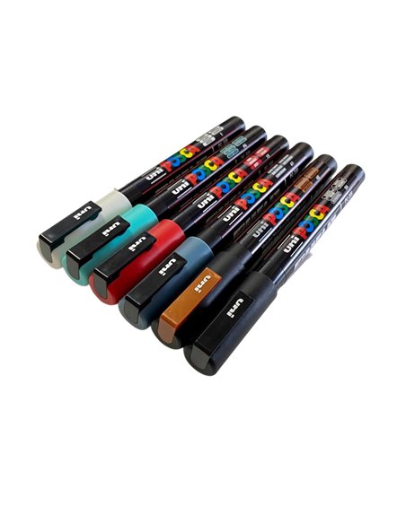 Set 6 Markere UNI POSCA PC-3M, 0.9-1.3 mm, POS46-PC3M