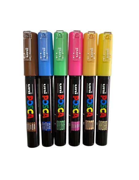 Set 6 markere UNI POSCA PC-1M, 0.7 - 1 mm, POS39-PC1M