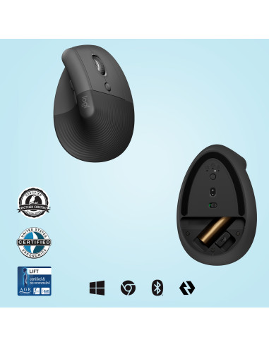 LOGITECH Lift Vertical Ergonomic Mouse - GRAPHITE   BLACK - 2.4GHZ BT - EMEA - ON+OFFLINE,B2C "910-006473" (include TV 0.18lei)