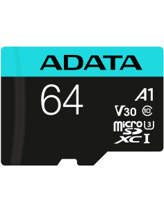 AUSDX64GUI3V30SA2-RA1,CARD MicroSD ADATA, 64 GB, microSDHC, clasa 10, standard UHS-I U3, "AUSDX64GUI3V30SA2" (include TV 0.03 le
