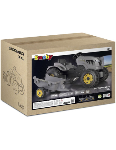 Tractor cu pedale si remorca Smoby Stronger XXL gri,S7600710202