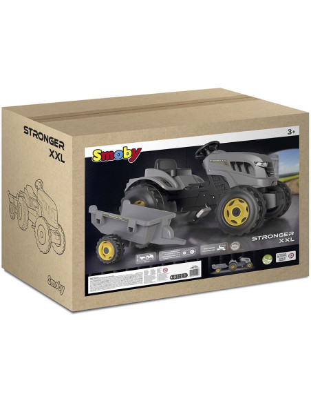Tractor cu pedale si remorca Smoby Stronger XXL gri,S7600710202