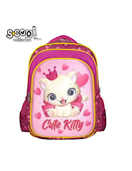Ghiozdan 3D cu led CUTE KITTY, 40x32x19.5 cm - S-COOL,SC2313