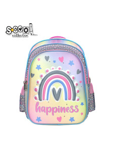 Ghiozdan 3D cu led HAPPINESS, 40x32x19.5 cm - S-COOL,SC2314