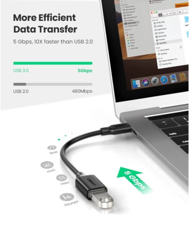 Cablu adaptor USB-A 3.0 la USB-C, OTG, 15cm, Ugreen 30701,30701