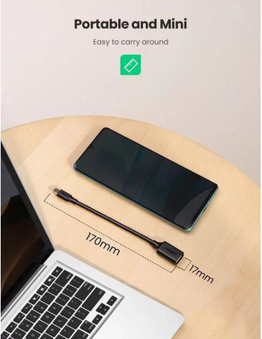 Cablu adaptor USB-A 3.0 la USB-C, OTG, 15cm, Ugreen 30701,30701