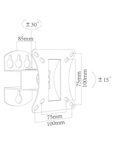 Suport TV perete Blackmount BM-CT100, diagonale 10"-27", max 15