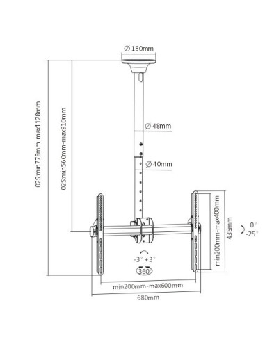 Suport TV tavan, telescopic Full Motion, Blackmount CE946-02S
