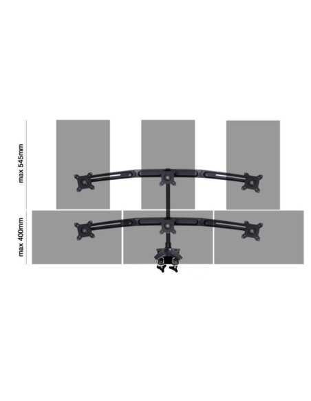 Suport pentru 3 monitoare /LCD birou Multibrackets,15"-24"