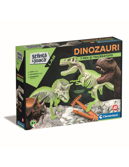 Descopera Dinozaurul T-rex & Triceraptor Fluo Stiinta Si