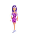 Papusa Barbie Fashionista Cu Par Mov Cu Rochie Cu Umeri