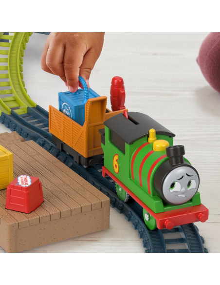 Thomas Set De Joaca Cu Locomotiva Percy Motorizata Si