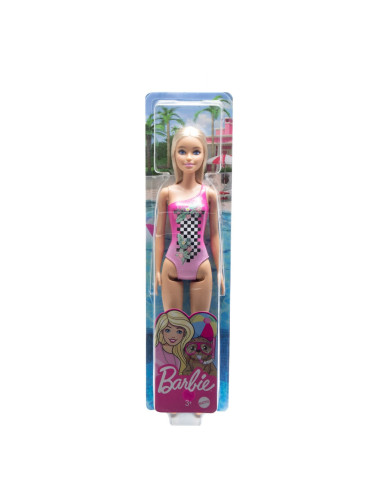 Papusa Barbie Blonda Cu Costum De Baie Roz,MTDWJ99_HDC50
