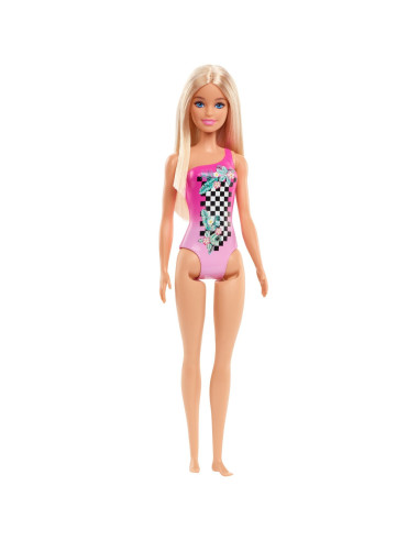 Papusa Barbie Blonda Cu Costum De Baie Roz,MTDWJ99_HDC50