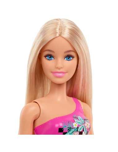 Papusa Barbie Blonda Cu Costum De Baie Roz,MTDWJ99_HDC50