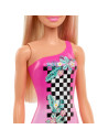 Papusa Barbie Blonda Cu Costum De Baie Roz,MTDWJ99_HDC50
