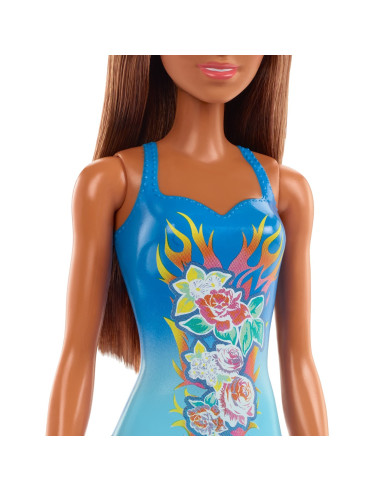 Papusa Barbie Satena Cu Costum De Baie Albastru,MTDWJ99_HDC51