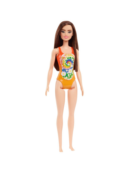 Papusa Barbie Satena Cu Costum De Baie Portocaliu,MTDWJ99_HDC49