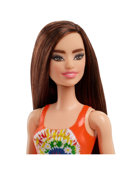 Papusa Barbie Satena Cu Costum De Baie Portocaliu,MTDWJ99_HDC49