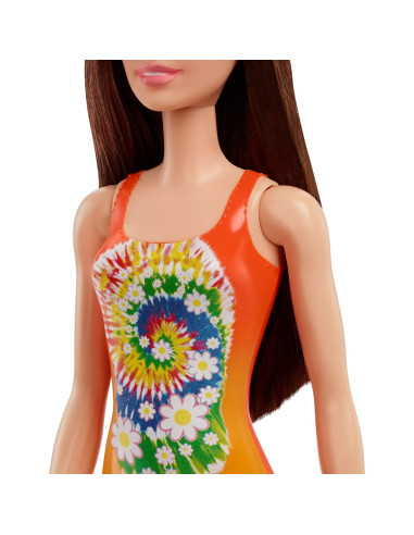 Papusa Barbie Satena Cu Costum De Baie Portocaliu,MTDWJ99_HDC49