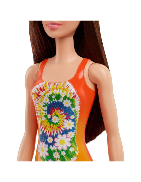 Papusa Barbie Satena Cu Costum De Baie Portocaliu,MTDWJ99_HDC49
