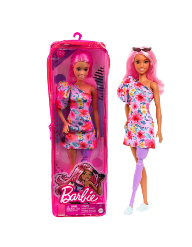 Papusa Barbie Fashionista Cu Par Roz Si Picior