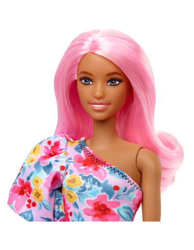 Papusa Barbie Fashionista Cu Par Roz Si Picior