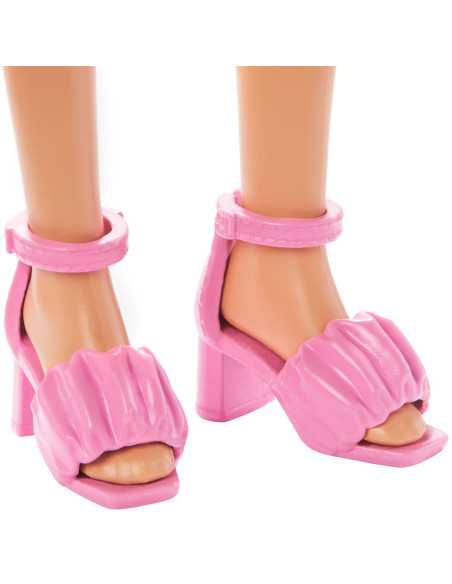 Papusa Barbie Fashionista Bruneta Cu Rochie Mov,MTFBR37_HJR98