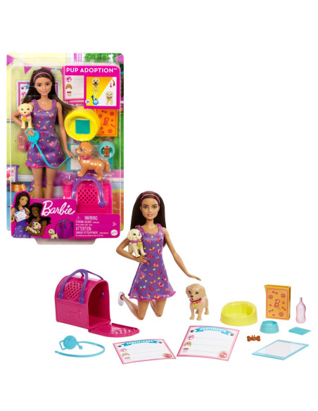 Barbie Set Papusa Barbie Pup Adoption,MTHKD86