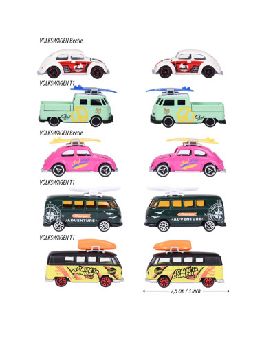 Majorette Set 5 Masinute Din Metal Volkswagen 7.5cm,212055008