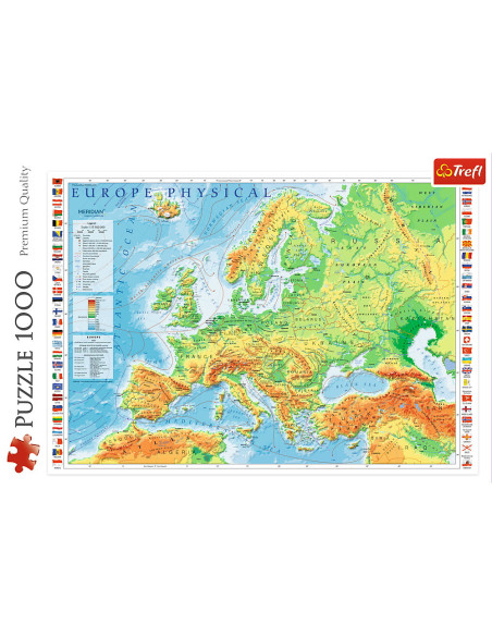 Puzzle Trefl 1000 Harta Fizica A Europei,10605