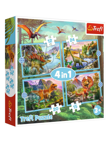 Puzzle Trefl 4in1 Lumea Dinozaurilor,34609