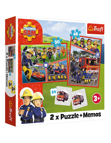 Puzzle Trefl 2in1 Memo Pompierul Sam Echipa Pompierilor,93334