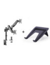 Suport monitor si laptop format din Suport 2 monitoare Gas Spring Dual Arm Blackmount MNT16-2 si Adaptor Laptop 7525