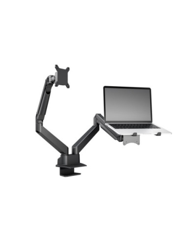 Suport monitor si laptop format din Suport 2 monitoare Gas Spring Dual Arm Blackmount MNT16-2 si Adaptor Laptop 7525