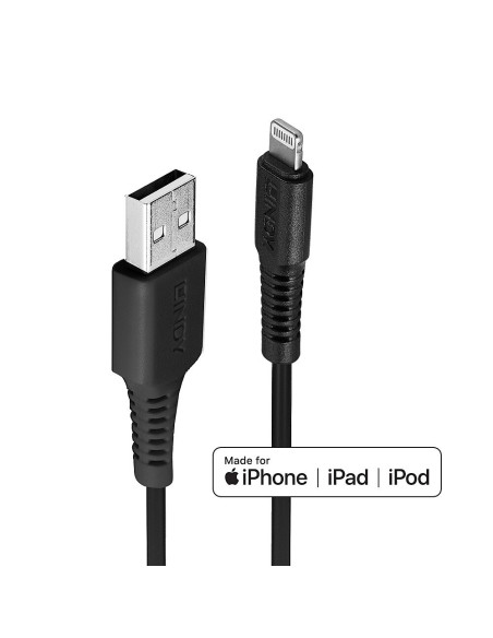 Cablu Lindy 3m USB A 2.0 to Lightning, Negru