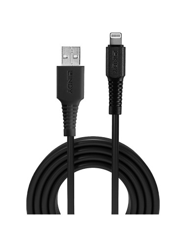 Cablu Lindy 3m USB A 2.0 to Lightning, Negru