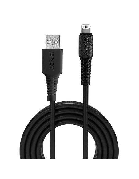Cablu Lindy 3m USB A 2.0 to Lightning, Negru
