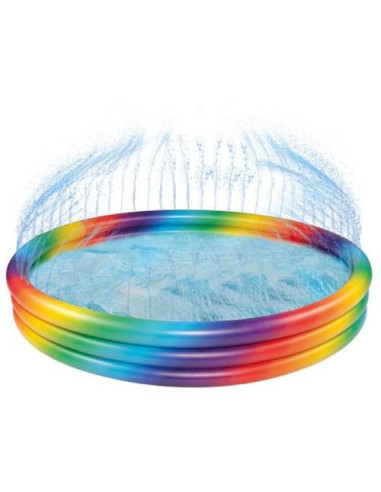 Piscina Gonflabila Happy People Rainbow cu 3 Inele si