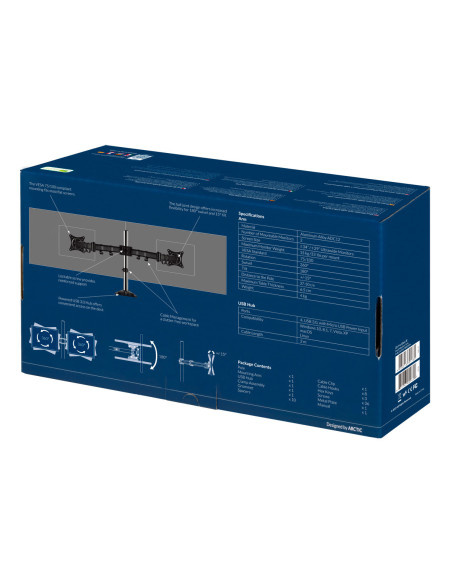 Suport monitor Arctic Dual-Monitor Arm with 4 ports USB 3.0 hub with mini-USB Power input "AEMNT00050A"