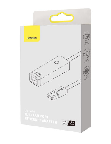 ADAPTOR RETEA Baseus Lite, USB 2.0 to RJ-45 10/100 Mbps