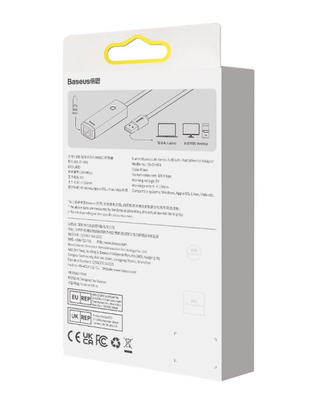 ADAPTOR RETEA Baseus Lite, USB 2.0 to RJ-45 10/100 Mbps