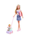 Papusa Simba Steffi Love Baby Car 29 cm cu figurina si