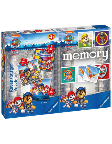 Puzzle + Joc Memory Patrula Catelusilor, 25/36/49