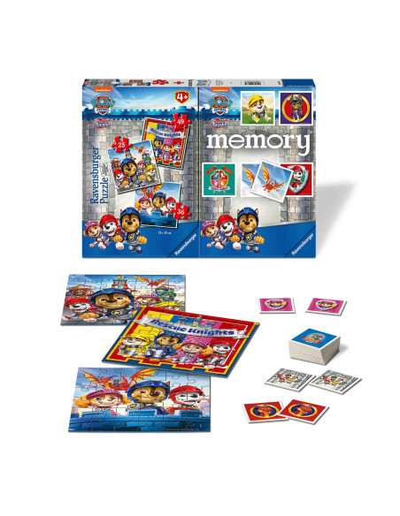 Puzzle + Joc Memory Patrula Catelusilor, 25/36/49