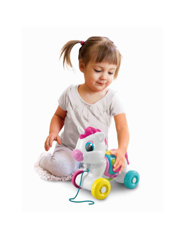 Baby Clementoni - Jucarie De Tras Unicorn Interactiv,CL17813