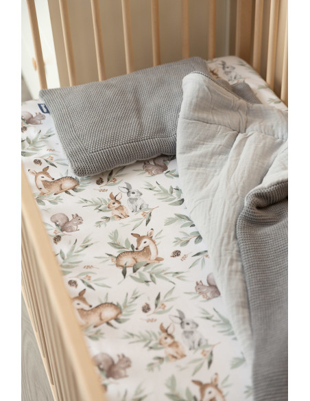 Cearsaf imprimat de bumbac cu elastic Sensillo 120X60cm